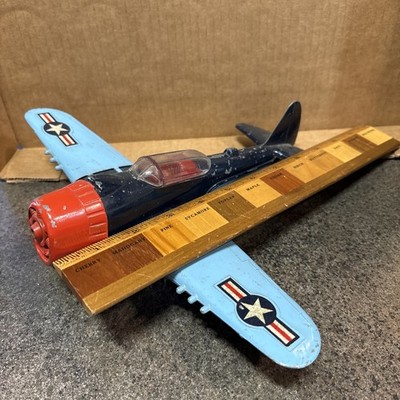 VINTAGE ANTIQUE 1930'S CAST IRON BLUE HUBLEY  PLANE AIRPLANE TOY 9 Inches 