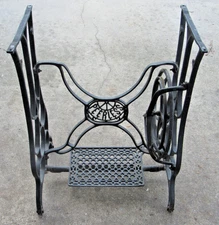 Antique Treadle Sewing Machine Base, Peerless, Art Deco Style, Iron Treadle Legs
