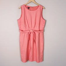 NEW Talbots Salmon Pink Shift Dress Front Tie Spring Easter Size 14 Women's