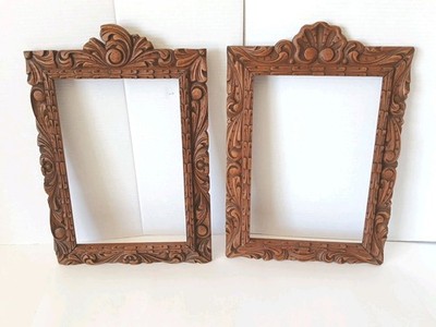 Carved Wooden Rectangle  Mirror Painting Picture Frame  Wall Decor Two Styles 