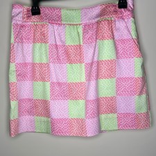 Vineyard Vines Mini Skirt 4 Pink Green Whale Print Patchwork Preppy Colorful New