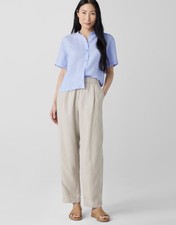 Eileen Fisher Organic Linen Lantern XXS Pull On Pants Natural Oatmeal Lagenlook