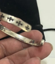 Chrome Hearts Small Cuff Sterling Silver Gothic Bracelet 