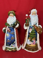Lot of 2 Roman Inc. Santa Figurines – 12” Tall – Excellent Condition