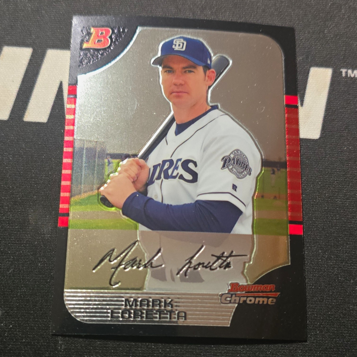 mark loretta 2005 bowman chrome 59 san diego padres facsimile signature