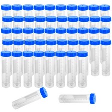 50 Pack 50ml Plastic Centrifuge Tubes with Blue 50ML, Cape, Clear Bottle 