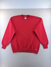 Vintage 90s Russell Athletic Sweatshirt Mens L Crewneck Red Blank Made In USA