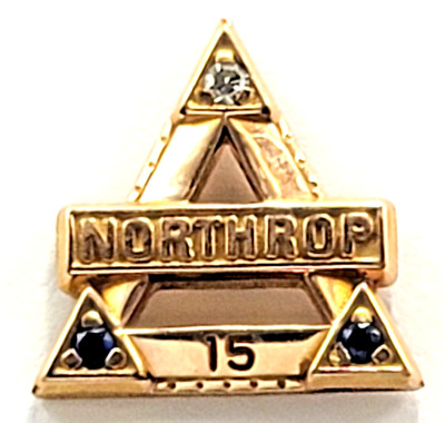 VTG Northrop 15 Year Service Award Pin 10K GF 2 Blue 1 Clear Stones Aerospace