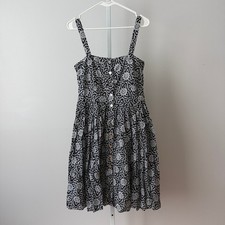 Tory Burch 6 Black White Sundress Geo Mandala Button Minimalist Luxury Dress