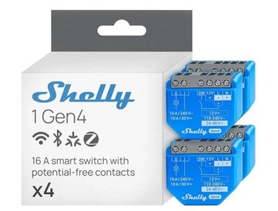 Shelly 1 Gen4, Smart Wi-Fi & Matter Relay Switch with Dry Contacts,
