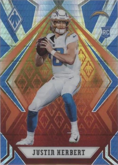 2020 Panini Phoenix FIRE BURST Fanatics Prizm SP 103 Justin Herbert RC Chargers