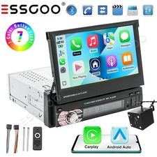 7" Car Stereo Radio Single Din Flip Out Bluetooth HD Touch Screen Head Unit +Cam