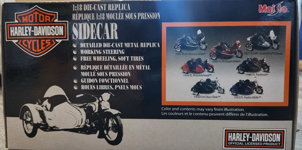 Harley Davidson Sidecar 系列 1: 18 1953 FL Hydra Glide Maisto 全新带盒 — 第 3/3 张图片