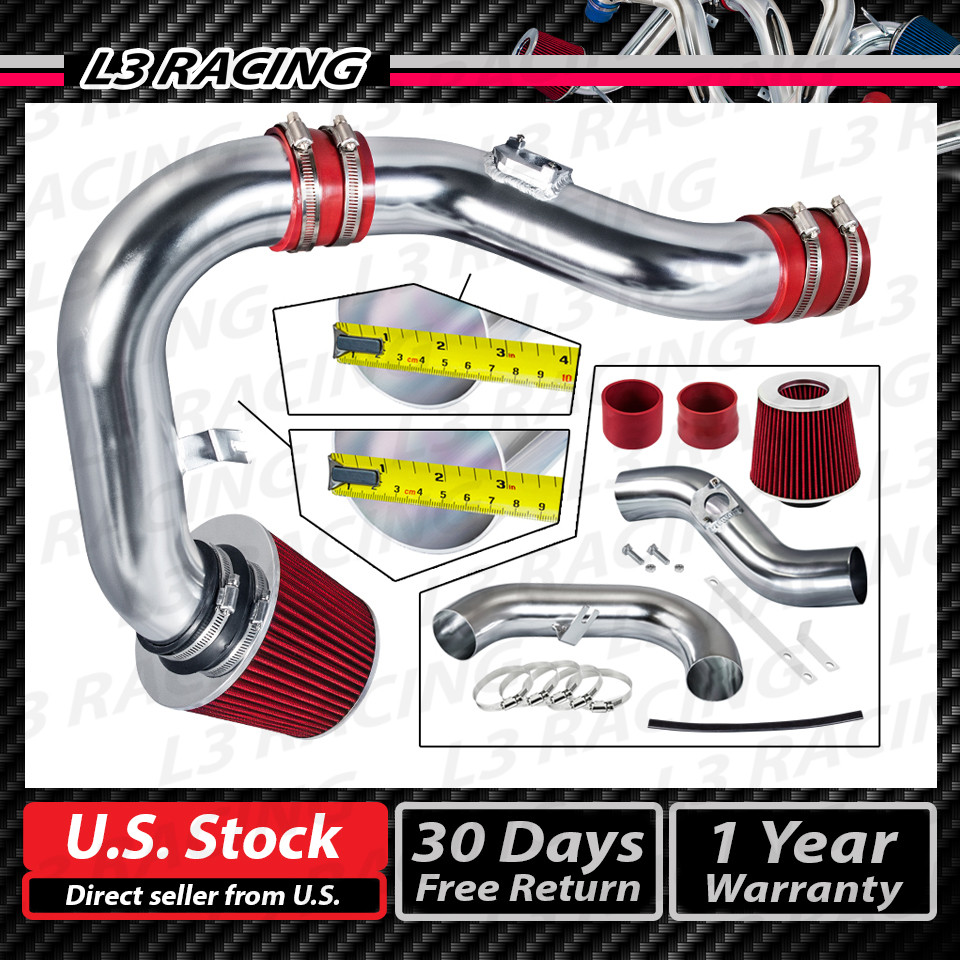 RED COLD INDUCTION AIR INTAKE+Filter For Subaru 02-07 Impreza WRX 2.0L 2.5L Sti