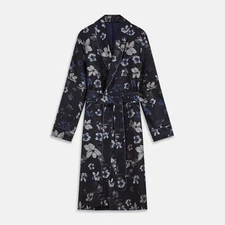 Turnbull & Asser Navy Floral Pure Silk Jacquard Dressing Gown Size XXL £1795