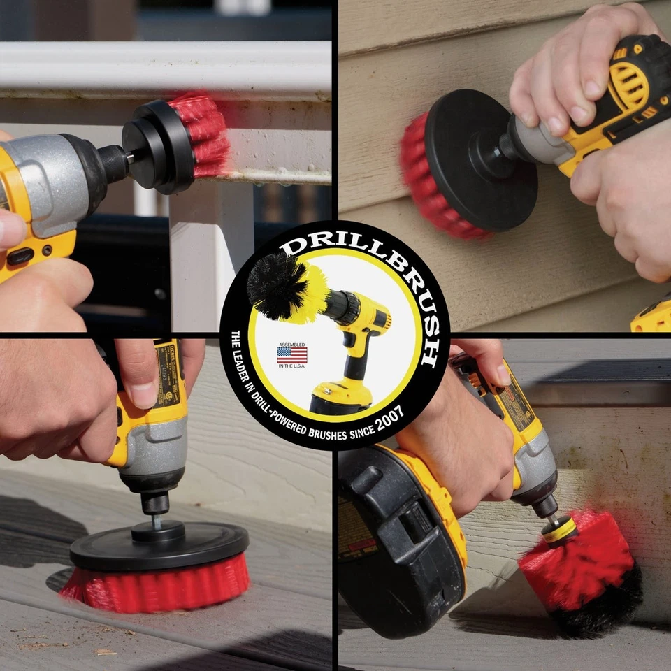 Cepillo de taladro rojo rígido para patio y jardín (4 piezas) R-S-542O-QC-DB Foto 2 de 4