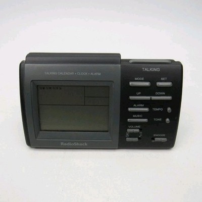 RadioShack Talking Calendar Digital Desk Clock Alarm Black Rectangle