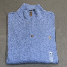Polo Ralph Lauren Men's Quarter-Zip Double-Knit Cotton Sweatshirt Blue XL