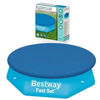 Bestway Poolabdeckung Ø244Cm Fast Set Cover Abdeckplane Blau Pool Schutzplane