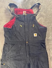 Carhartt R38 Union Made USA Bib Overalls Black Quilt Lined 38x34 UFCW Workwear
