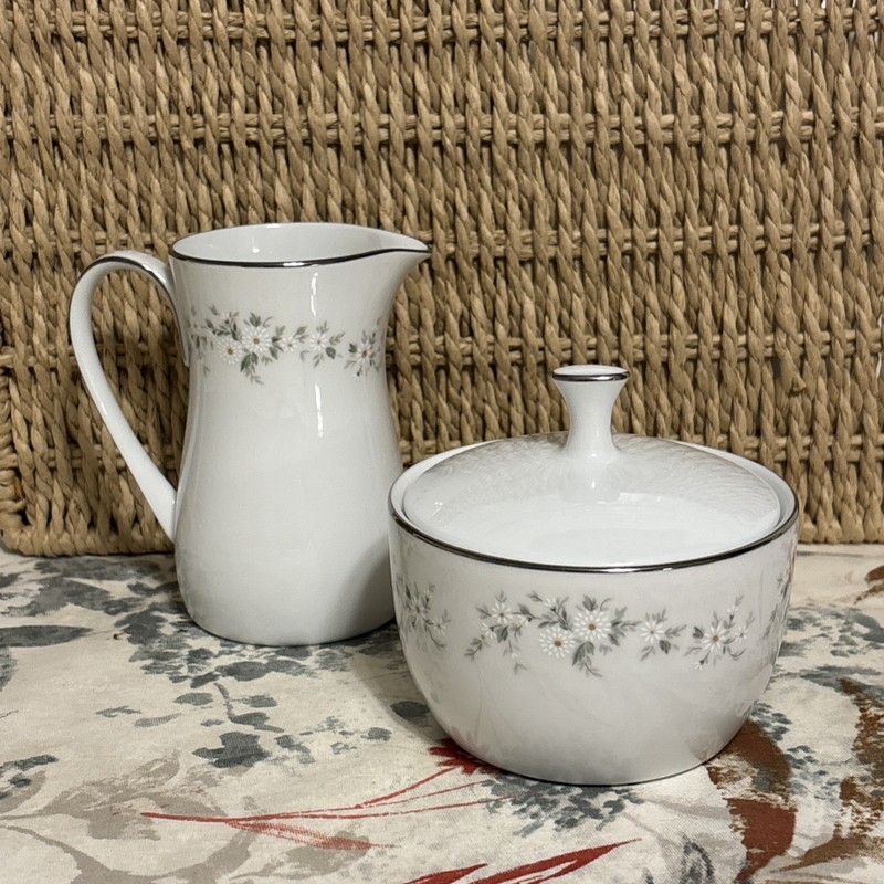VTG NEW Noritake Fine China Annabelle #6856 Creamer Sugar Bowl Set Displayed EVC