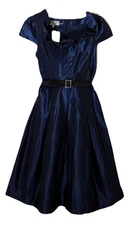 NWT Teri Jon by Rickie Freeman Navy Belted Dress Size 4