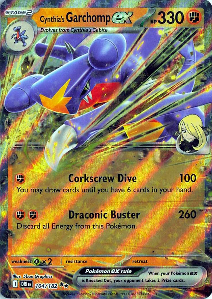 Cynthia's Garchomp ex 104/182 Double Rare Destined Rivals Pokemon Holo LP
