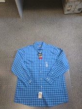 NEW MENS VAN HEUSEN FLEX LONG SLEEVE BLUE/PURPLE CHECKERED BUTTON SHIRT LARGE