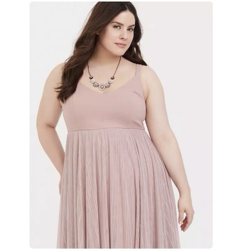 Neu mit Etikett Torrid ärmelloses Kleid für besondere Anlässe mauverosa Netz bestickt Größe 30 - Bild 2 von 11