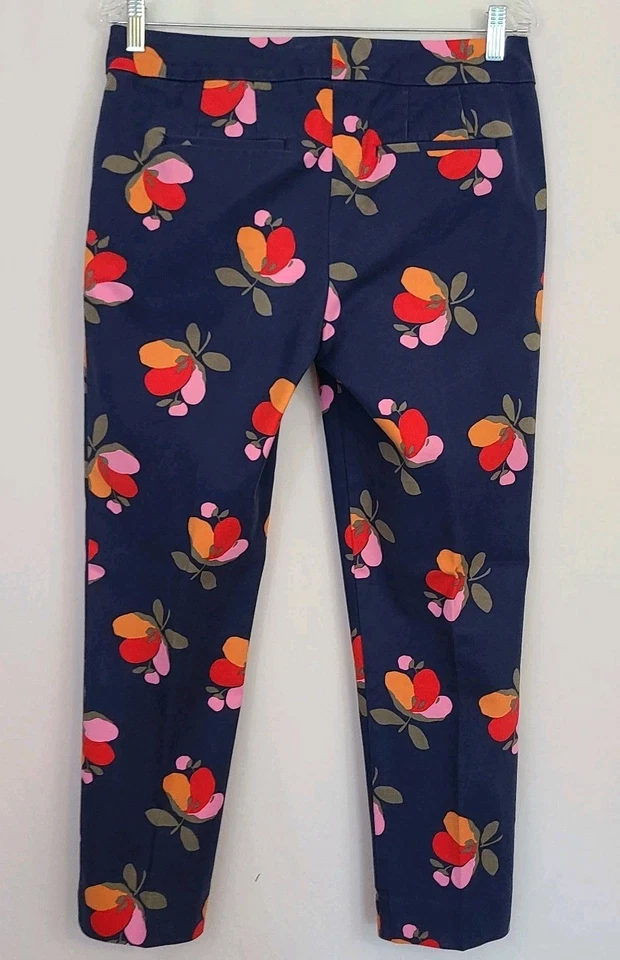 Boden Stretch Cotton Navy Floral Ankle Richmond Pants US 8R/ UK  12R - Image 2 of 4