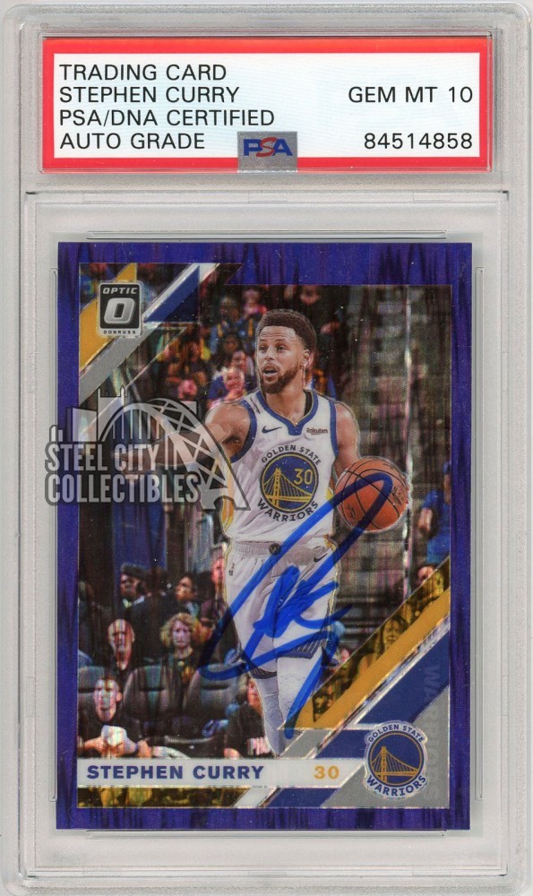 Stephen Curry 2019-20 Donruss Optic Purple Shock Autograph Card #8 PSA/DNA 10