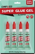 Super Glue Gel Clear 4-Pack Instant Cyanoacrylate Adhesive Wood Plastic Crafts