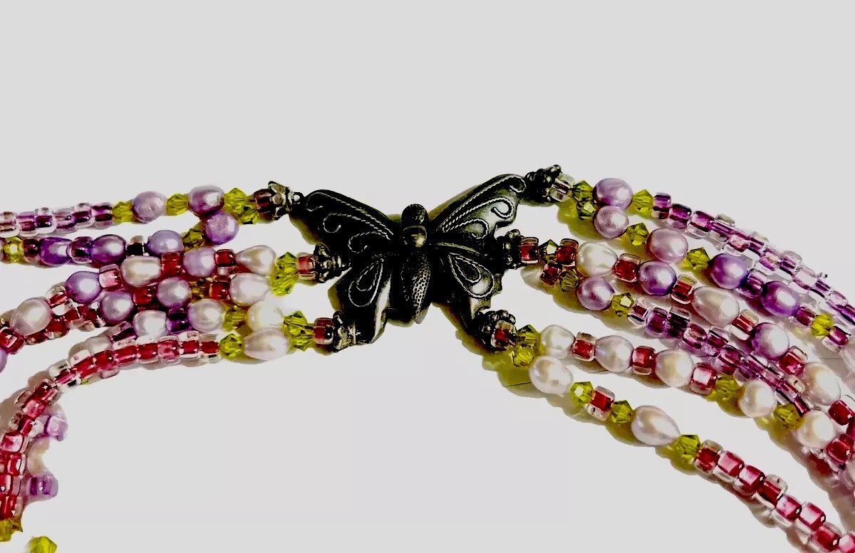 Beautiful STATEMENT Multi Strand Necklace Sterlin… - image 5