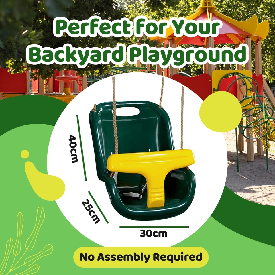 Childrens Garden Swing Seat with High back and safety belt Swings climbing frame - Image 4 of 4