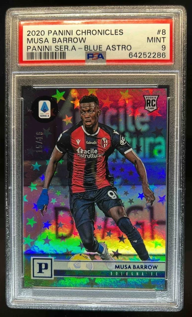 2020-21 Chronicles Musa Barrow Serie A Blue Astro RC #/16 Bologna PSA 9