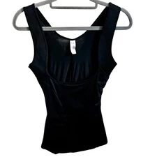 Flexees Women's L Sleeveless Shapewear Top Black Open Bust Smoothing Tank