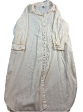 Old Navy Linen Blend Shirt Dress 2XL Cream Long Sleeve Pockets Coastal Button