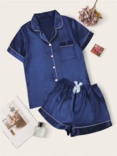 Brand New Women's Pajama Set Short Sleeve Shirt & Shorts Home Wear Sizes L XL