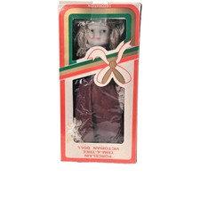 Porcelain Trim-A-Tree Doll Victorian Hand Painted In Red Dress Handcrafted 6"