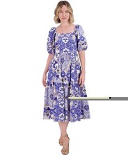 $148 Vince Camuto Women's Dress Sz 14 Floral-Print Puffed-Sleeve