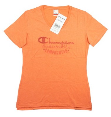 Champion Damen Crewneck T-Shirt Kurzarmshirt Oberteil, Orange, M