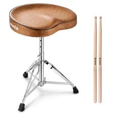  Saddle Drum Throne, Height Adjustable Padded Seat Drum Stool for Adults and 