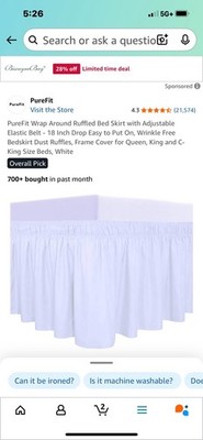 PuteFit Wrap Around White Bed Skirt