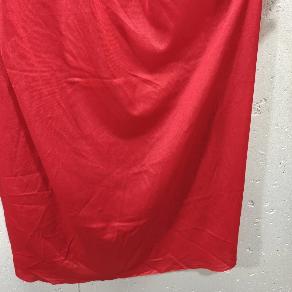 VTG Undercover Wear Womens Small Nightgown Red Nylon Lace Long Slip Dress - Image 3 of 4
