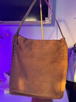 Vintage COACH Brown Nubuck Leather Hobo Shoulder Bag E-02 9474 Slouchy 
