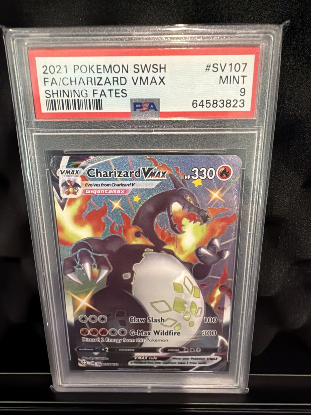 2021 POKEMON SWSH CHARIZARD VMAX SHINING FATES #SV107 PSA 9