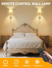 Battery Operated Wall Sconce Set of 2 - Gold Rechargeable 8000Mah Dimmable LE...