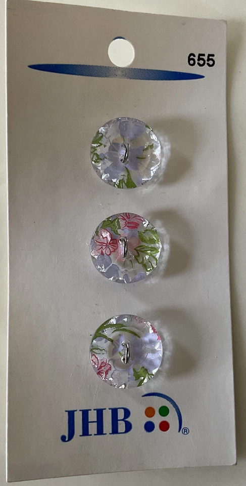 Lot of 4 Cards New JHB Flower Buttons Glass Daisy Pansy Cowslip Milk & Honey - Image 4 of 4