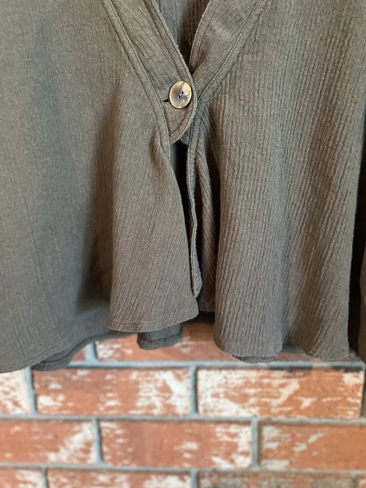 J Jill Suéter Marrón Texturizado Cárdigan Chaqueta Seda Cáñamo Mezcla Algodón Talla 1X Foto 3 de 4