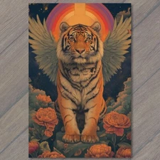 Art Print Tiger Rainbow Winged Flying Monster Weird Creepy Scary Unusual Strange